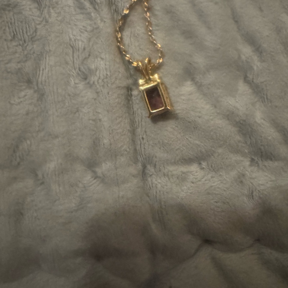 Gold-tone Chain Necklace with Amethyst Pendant image 2